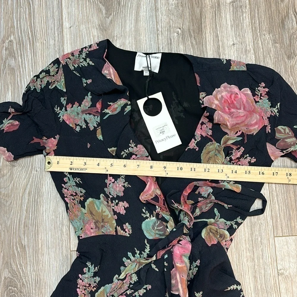 Privacy Please june floral wrap dress in black size XS NWT